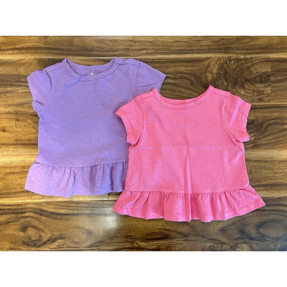 Two Primary Short Sleeve Swing Tees, Gumball (pink) and Lavender, Size 3T